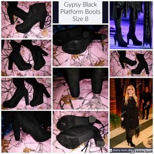 Platform Gypsy Black Ankle Boots Size 8 Witchy!